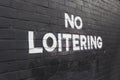 No Loitering sign painted on wall Royalty Free Stock Photo