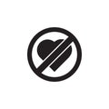 No love, prohibited sign icon