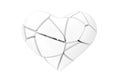 No Love Symbol. Broken White Heart in Clay Style. 3d Rendering