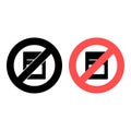 No magazine, text icon. Simple glyph, flat  of text editor ban, prohibition, embargo, interdict, forbiddance icons for ui Royalty Free Stock Photo