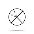 No magic movie icon. Simple thin line, outline vector of cinema ban, prohibition, embargo, interdict, forbiddance icons for ui and