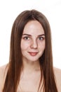 NO MAKEUP Natural Clean Face of Young Brunette Girl Without No m Royalty Free Stock Photo