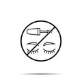 No mascara, eye icon. Simple thin line, outline vector of beauty ban, prohibition, forbiddance icons for ui and ux, website or Royalty Free Stock Photo