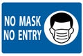 No mask no entry on a blue background