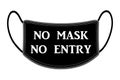 No mask no entry inscription on protective medical mask vector illustration on white background Royalty Free Stock Photo