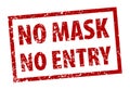 No mask No entry rule red square rubber seal stamp on transparent background. Stamp No mask No entry rubber text inside rectang