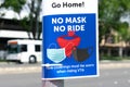 No Mask No Ride notice on public transportation