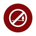 No matches and fire, prohibited sign icon in badge style. One of Decline collection icon can be used for UI, UX Royalty Free Stock Photo