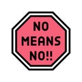 no means no feminism woman color icon vector illustration