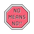 no means no feminism woman color icon vector illustration