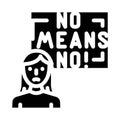 no means no feminism woman glyph icon vector illustration