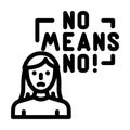 no means no feminism woman line icon vector illustration