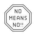 no means no feminism woman line icon vector illustration