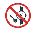 No metallic articles or watches symbol Royalty Free Stock Photo