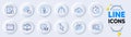 No microphone, Calendar and Ab testing line icons for web app. Pictogram icon. Vector