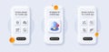 No microphone, Call center and Refresh website line icons pack. For web app. 3d phone mockups. Vector