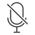No Microphone line icon, web and mobile