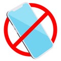 No mobile phone sign. Crossed out smartphone icon. Vector illustration. Royalty Free Stock Photo