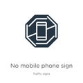 No mobile phone sign icon vector. Trendy flat no mobile phone sign icon from traffic signs collection isolated on white background Royalty Free Stock Photo