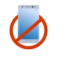 No modern smartphone icon. Forbidden cell phone. Bad quality. Danger device