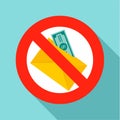 No money bribery icon, flat style