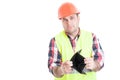 No money left concept with young builder Royalty Free Stock Photo