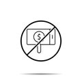 No Money, search, mobile icon. Simple thin line, outline vector of saving money ban, prohibition, embargo, interdict, forbiddance