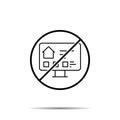 No monitor, online, house, information icon. Simple thin line, outline vector of real estate ban, prohibition, embargo, interdict Royalty Free Stock Photo