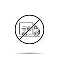 No mooning truck icon. Simple thin line, outline vector of real estate ban, prohibition, embargo, interdict, forbiddance icons for