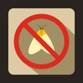 No moth sign icon, flat style