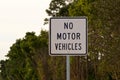 No motor vehicles sign