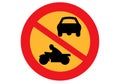 No motorbikes or car sign