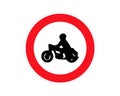 No Motorcycle sign or No Parking Sign on gray background, vector illustration. Red prohibition sign. Stop symbol Royalty Free Stock Photo