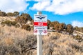 No Motorized Vehicles or Equestrians signage at Golden Eagle Bypass bike trail Royalty Free Stock Photo