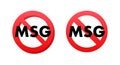 No msg sign. Msg free. Glutamate no added food package icon. Monosodium glutamate. Vector stock illustration Royalty Free Stock Photo