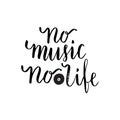 No music no life Inspirational quote about music. Lettering poster for music school or greeting card. Vector phrase Royalty Free Stock Photo