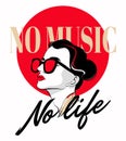 No music, no life. Vector hand drawn illustration of girl with wireless headphones isolated. Royalty Free Stock Photo