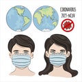 NO NCOV Coronavirus Health Earth Human Dangerous Epidemic Set