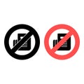 No newspaper, text icon. Simple glyph, flat  of text editor ban, prohibition, embargo, interdict, forbiddance icons for ui Royalty Free Stock Photo