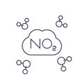 NO2, nitrogen dioxide molecule, line vector Royalty Free Stock Photo
