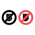 No note, text icon. Simple glyph, flat  of text editor ban, prohibition, embargo, interdict, forbiddance icons for ui and ux Royalty Free Stock Photo