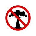 No nuclear explosion. Nuclear weapon prohibition sign. Forbidden round sign. Vector illustration