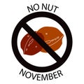 No nut november sign vector illustration isolated on white background