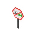 No overtaking isometric icon. Element of color isometric road sign icon. Premium quality graphic design icon. Signs and