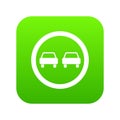 No overtaking road traffic sign icon digital green