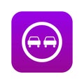 No overtaking road traffic sign icon digital purple