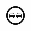 No overtaking road traffic sign icon, simple style