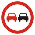 No overtaking, road traffic sign, vector icon.