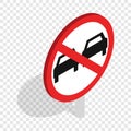 No overtaking sign isometric icon