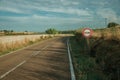 NO OVERTAKING traffic sign in a road near Elvas